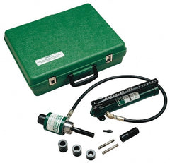 Greenlee - 9 Piece, 1/2 to 2" Punch Hole Diam, Hydraulic Knockout Set - Round Punch, 10 Gage Mild Steel - Exact Tooling