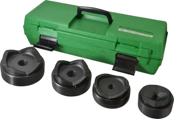 Greenlee - 9 Piece, 4" Punch Hole Diam, Hydraulic Standard Punch Kit - Round Punch, 10 Gage Mild Steel - Exact Tooling