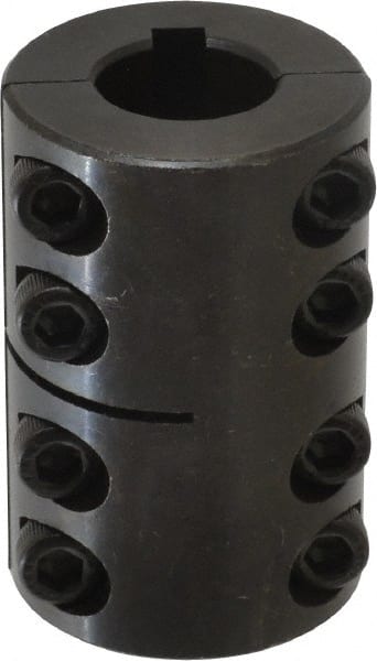 Climax Metal Products - 20mm Inside x 42mm Outside Diam, Metric Two Piece Clamping Rigid Coupling with Keyway - 65mm Long x 6mm Keyway Width x 2.8mm Keyway Depth - Exact Tooling