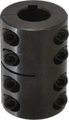 Climax Metal Products - 20mm Inside x 42mm Outside Diam, Metric Two Piece Clamping Rigid Coupling with Keyway - 65mm Long x 6mm Keyway Width x 2.8mm Keyway Depth - Exact Tooling