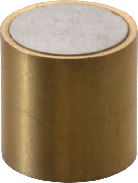 Eclipse - 1/2" Diam x 1/2" High, 0.23 Lb Average & 0.45 Lb Max Pull Force, Brass Alnico Shielded Magnet - 798.8°F Max Operating Temp, 0.032" Wall Thickness, Grade 5 Alnico - Exact Tooling