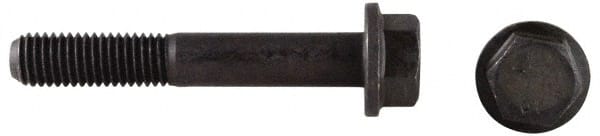 Value Collection - 7/16-14 UNC, 1-1/4" Length Under Head, Hex Drive Flange Bolt - 1-1/4" Thread Length, Grade 8 Alloy Steel, Smooth Flange, Phosphate & Oil Finish - Exact Tooling