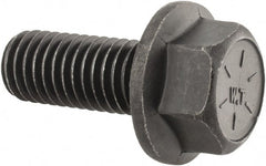 Value Collection - 1/2-13 UNC, 1-1/4" Length Under Head, Hex Drive Flange Bolt - 1-1/4" Thread Length, Grade 8 Alloy Steel, Smooth Flange, Phosphate & Oil Finish - Exact Tooling