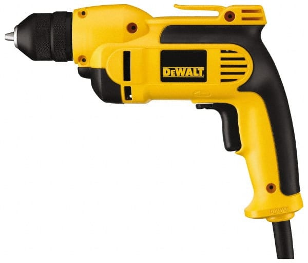 DeWALT - 3/8" Keyless Chuck, 2,500 RPM, Pistol Grip Handle Electric Drill - 8 Amps, Reversible - Exact Tooling