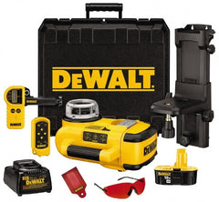 DeWALT - 200' (Interior) & 2,000' (Exterior) Measuring Range, 1/8" at 100' & 3mm at 31m Accuracy, Self-Leveling Rotary Laser with Detector - ±5° Self Leveling Range, 60, 250 & 600 RPM, 1 Beam, 18 Volt XRP Battery Included - Exact Tooling