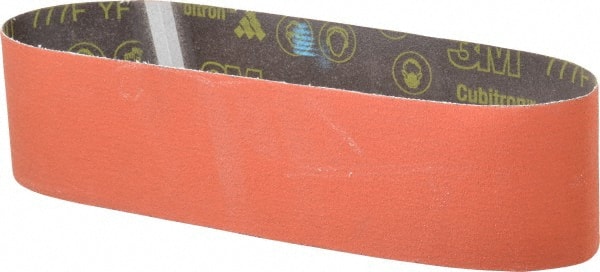 3M - 4" Wide x 36" OAL, 80 Grit, Ceramic Abrasive Belt - Ceramic, Medium, Coated, YF Weighted Cloth Backing, Wet/Dry, Series 777F - Exact Tooling