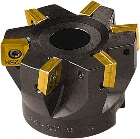 Seco - 6 Inserts, 63mm Cut Diam, 22mm Arbor Diam, 11mm Max Depth of Cut, Indexable Square-Shoulder Face Mill - 90° Lead Angle, 40mm High, SONX 1205 Insert Compatibility, Series Midi Square - Exact Tooling