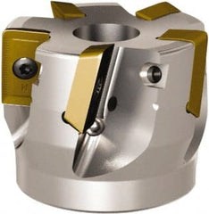 Seco - 6 Inserts, 63mm Cut Diam, 27mm Arbor Diam, 20mm Max Depth of Cut, Indexable Square-Shoulder Face Mill - 50mm High, ABEX 26.. Insert Compatibility, Through Coolant - Exact Tooling