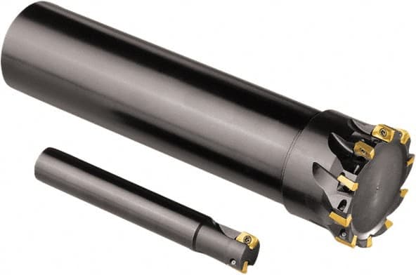 Seco - 12mm Cut Diam, 5mm Max Depth of Cut, 12mm Shank Diam, 80mm OAL, Indexable Square Shoulder End Mill - XO.. 0602 Inserts, Cylindrical Shank, 90° Lead Angle, Through Coolant, Series Nano Turbo - Exact Tooling