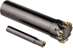 Seco - 12mm Cut Diam, 5mm Max Depth of Cut, 12mm Shank Diam, 80mm OAL, Indexable Square Shoulder End Mill - XO.. 0602 Inserts, Cylindrical Shank, 90° Lead Angle, Through Coolant, Series Nano Turbo - Exact Tooling