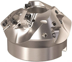 Seco - 79.4mm Cut Diam, 27mm Arbor Hole, 22.5mm Max Depth of Cut, 45° Indexable Chamfer & Angle Face Mill - 9 Inserts, XO.. 1204 Insert, Right Hand Cut, 9 Flutes, Through Coolant, Series R220.49 - Exact Tooling