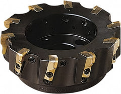 Seco - 80mm Cut Diam, 56mm Arbor Hole, 1mm Max Depth of Cut, 88° Indexable Chamfer & Angle Face Mill - 6 Inserts, SEEX 1203AFTN Insert, Right Hand Cut, 6 Flutes, Series R220.30 - Exact Tooling