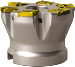 Seco - 6 Inserts, 63mm Cut Diam, 27mm Arbor Diam, 3.1mm Max Depth of Cut, Indexable Square-Shoulder Face Mill - 90° Lead Angle, 45mm High, SNHQ 1203 Insert Compatibility, Through Coolant - Exact Tooling