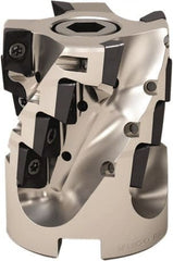 Seco - 20 Inserts, 50mm Cut Diam, 27mm Arbor Diam, 44mm Max Depth of Cut, Indexable Square-Shoulder Face Mill - 65mm High, XO.. 1204 Insert Compatibility, Series Micro Turbo - Exact Tooling