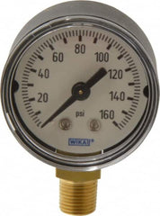 Wika - 1-1/2" Dial, 1/8 Thread, 0-160 Scale Range, Pressure Gauge - Lower Connection Mount, Accurate to 3-2-3% of Scale - Exact Tooling