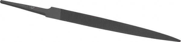 Grobet - 4" Standard Precision Swiss Pattern Half Round File - Double Cut, 15/32" Width Diam x 9/64" Thick, With Tang - Exact Tooling