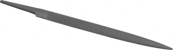 Grobet - 6" Standard Precision Swiss Pattern Half Round File - Double Cut, 19/32" Width Diam x 3/16" Thick, With Tang - Exact Tooling