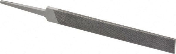 Grobet - 4" Standard Precision Swiss Pattern Hand File - Double Cut, 17/32" Width Diam x 1/8" Thick, With Tang - Exact Tooling