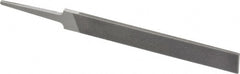 Grobet - 4" Standard Precision Swiss Pattern Hand File - Double Cut, 17/32" Width Diam x 1/8" Thick, With Tang - Exact Tooling