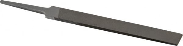 Grobet - 4" Standard Precision Swiss Pattern Hand File - Double Cut, 17/32" Width Diam x 1/8" Thick, With Tang - Exact Tooling