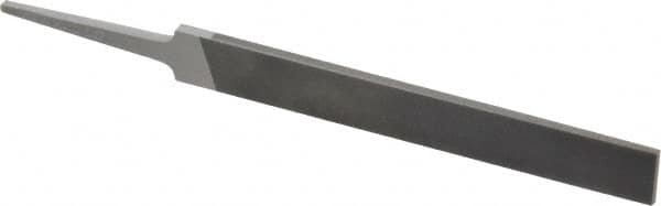 Grobet - 4" Standard Precision Swiss Pattern Hand File - Double Cut, 17/32" Width Diam x 1/8" Thick, With Tang - Exact Tooling