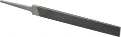 Grobet - 4" Standard Precision Swiss Pattern Hand File - Double Cut, 17/32" Width Diam x 1/8" Thick, With Tang - Exact Tooling