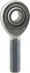 Made in USA - 3/16" ID, 5/8" Max OD, 2,855 Lb Max Static Cap, Plain Male Spherical Rod End - 10-32 LH, 3/4" Shank Length, Alloy Steel with Steel Raceway - Exact Tooling