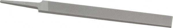 Grobet - 6" Standard Precision Swiss Pattern Hand File - Double Cut, 3/4" Width Diam x 5/32" Thick, With Tang - Exact Tooling