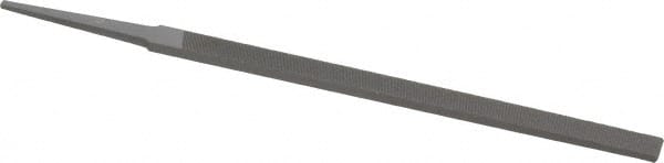 Grobet - 6" Standard Precision Swiss Pattern Narrow Pillar File - Double Cut, 3/8" Width Diam x 5/32" Thick, With Tang - Exact Tooling