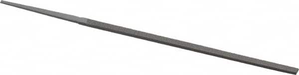 Grobet - 4" Standard Precision Swiss Pattern Narrow Pillar File - Double Cut, 5/32" Width Diam x 5/64" Thick, With Tang - Exact Tooling