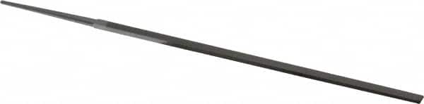 Grobet - 6" Standard Precision Swiss Pattern Narrow Pillar File - Double Cut, 13/64" Width Diam x 1/8" Thick, With Tang - Exact Tooling