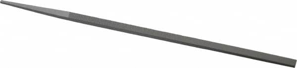 Grobet - 8" Standard Precision Swiss Pattern Narrow Pillar File - Double Cut, 11/32" Width Diam x 11/64" Thick, With Tang - Exact Tooling