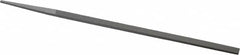 Grobet - 8" Standard Precision Swiss Pattern Narrow Pillar File - Double Cut, 11/32" Width Diam x 11/64" Thick, With Tang - Exact Tooling