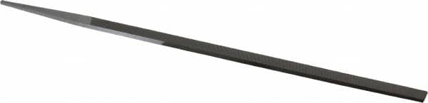 Grobet - 10" Standard Precision Swiss Pattern Narrow Pillar File - Double Cut, 25/64" Width Diam x 3/16" Thick, With Tang - Exact Tooling