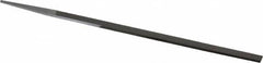 Grobet - 10" Standard Precision Swiss Pattern Narrow Pillar File - Double Cut, 25/64" Width Diam x 3/16" Thick, With Tang - Exact Tooling