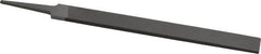 Grobet - 8" Standard Precision Swiss Pattern Hand File - Double Cut, 29/32" Width Diam x 3/16" Thick, With Tang - Exact Tooling