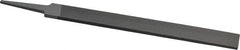Grobet - 8" Standard Precision Swiss Pattern Hand File - Double Cut, 29/32" Width Diam x 3/16" Thick, With Tang - Exact Tooling