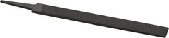 Grobet - 8" Standard Precision Swiss Pattern Hand File - Double Cut, 29/32" Width Diam x 3/16" Thick, With Tang - Exact Tooling