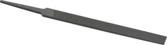 Grobet - 4" Standard Precision Swiss Pattern Regular Pillar File - Double Cut, 3/8" Width Diam x 1/8" Thick, With Tang - Exact Tooling