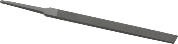 Grobet - 4" Standard Precision Swiss Pattern Regular Pillar File - Double Cut, 3/8" Width Diam x 1/8" Thick, With Tang - Exact Tooling