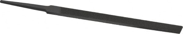 Grobet - 4" Standard Precision Swiss Pattern Regular Pillar File - Double Cut, 3/8" Width Diam x 1/8" Thick, With Tang - Exact Tooling