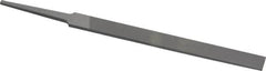 Grobet - 4" Standard Precision Swiss Pattern Regular Pillar File - Double Cut, 3/8" Width Diam x 1/8" Thick, With Tang - Exact Tooling