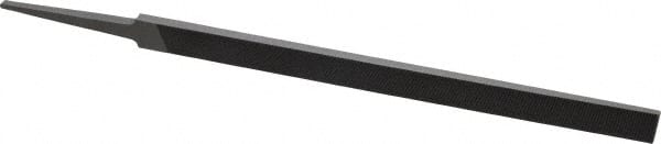 Grobet - 8" Standard Precision Swiss Pattern Regular Pillar File - Double Cut, 19/32" Width Diam x 13/64" Thick, With Tang - Exact Tooling