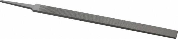 Grobet - 10" Standard Precision Swiss Pattern Regular Pillar File - Double Cut, 23/32" Width Diam x 15/64" Thick, With Tang - Exact Tooling