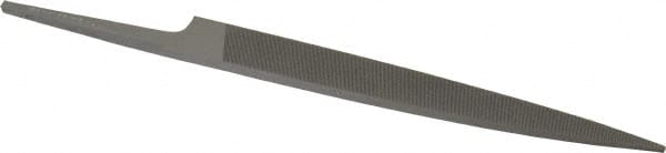 Grobet - 4" Standard Precision Swiss Pattern Knife File - Double Cut, 15/32" Width Diam x 1/8" Thick, With Tang - Exact Tooling