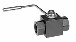 Parker - 1-1/4" Pipe, Carbon Steel Standard Ball Valve - Inline - Two Way Flow, SAE x SAE Ends, Lever Handle, 6,000 WOG - Exact Tooling