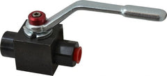 Parker - 1/4" Pipe, Carbon Steel Standard Ball Valve - Inline - Two Way Flow, FNPT x FNPT Ends, Lever Handle, 7,500 WOG - Exact Tooling