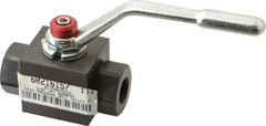 Parker - 3/8" Pipe, Carbon Steel Standard Ball Valve - Inline - Two Way Flow, FNPT x FNPT Ends, Lever Handle, 7,500 WOG - Exact Tooling
