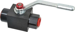 Parker - 1/2" Pipe, Carbon Steel Standard Ball Valve - Inline - Two Way Flow, FNPT x FNPT Ends, Lever Handle, 7,500 WOG - Exact Tooling