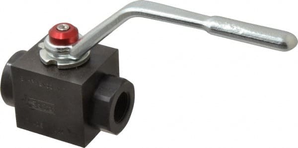 Parker - 3/4" Pipe, Carbon Steel Standard Ball Valve - Inline - Two Way Flow, FNPT x FNPT Ends, Lever Handle, 6,000 WOG - Exact Tooling